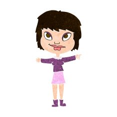 cartoon woman pointing N202
