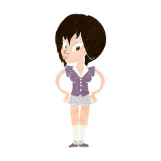 cartoon woman with hands on hips N209