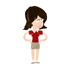 cartoon annoyed woman with hands on hips N9