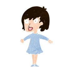 cartoon woman wearing dress N9