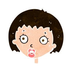 cartoon surprised female face N62