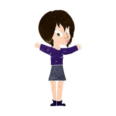 cartoon woman with open arms N96