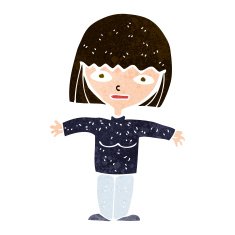 cartoon woman with open arms N97