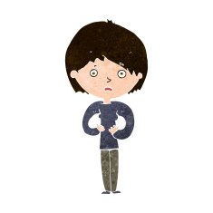 cartoon woman making Who Me? gesture N44