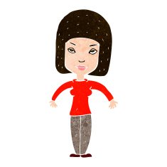 cartoon woman shrugging shoulders N456