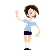Cartoon Girl Waving N30