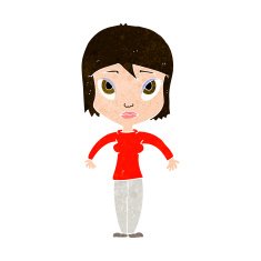 cartoon woman shrugging shoulders N458