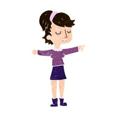 cartoon happy woman pointing N65
