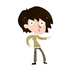 cartoon surprised woman pointing N10