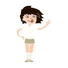 Cartoon Woman Waving N324