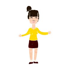 cartoon woman shrugging shoulders N459