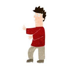 cartoon nervous man waving N21