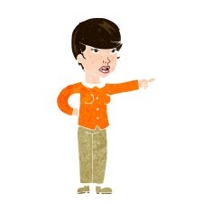 cartoon woman pointing finger of blame N10