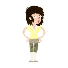 cartoon pretty woman with hands on hips N20