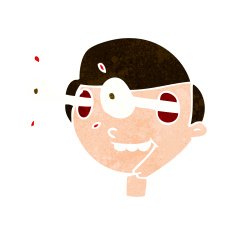 cartoon excited boy's face N10