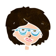 cartoon woman wearing spectacles N40