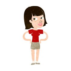 cartoon happy woman with hands on hips N18