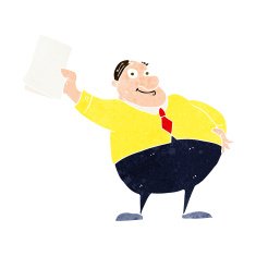 cartoon boss waving papers N10