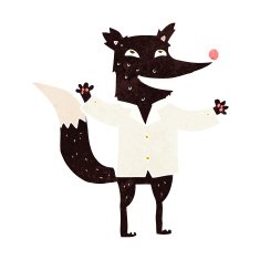 cartoon happy wolf wearing shirt N6