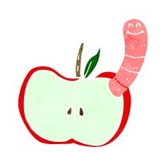 Cartoon Apple With Worm N60