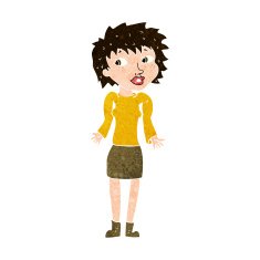 cartoon woman shrugging shoulders N460