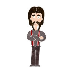 cartoon long mustache man with folded arms N10