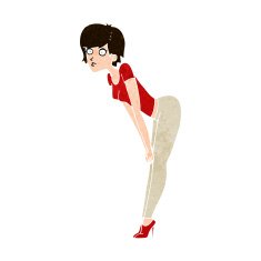 cartoon woman looking at something N10