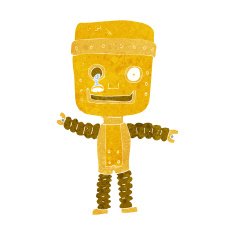 cartoon funny gold robot N8