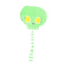 cartoon spooky skull and spine N10