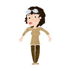 cartoon woman wearing goggles N10