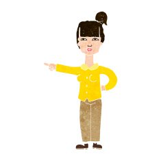 cartoon woman pointing N204