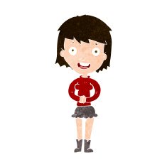 cartoon excited woman N132