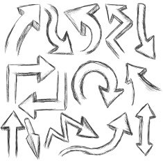 Vector Set of 3D Sketch Arrows