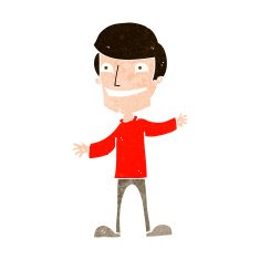 cartoon grinning man N88