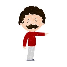 cartoon man with mustache pointing N29