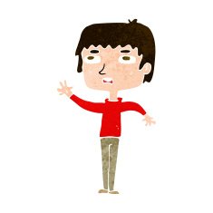 cartoton unhapy boy waving N13
