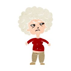 cartoon annoyed old woman N19