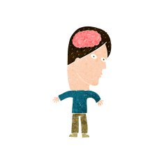 cartoon man with brain symbol N17