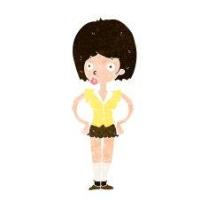 cartoon woman with hands on hips N213