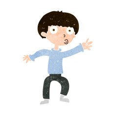 cartoon boy waving warning N10