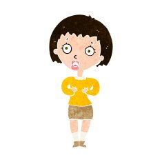 cartoon woman making Who Me? gesture N46