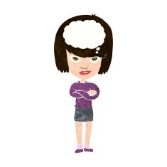 cartoon woman with folded arms imagining N10