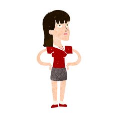 cartoon woman with hands on hips N214