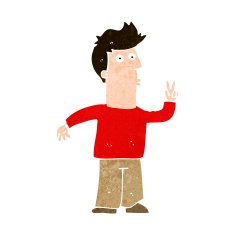 Cartoon Man Giving Peace Sign N55