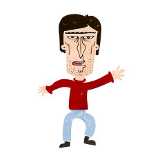 cartoon angry man waving warning N10