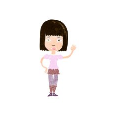 Cartoon Woman Waving N332