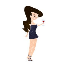 cartoon woman at party N19