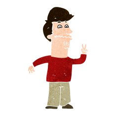 Cartoon Man Giving Peace Sign N56