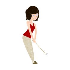 Cartoon Woman Playing Golf N22