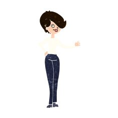 Cartoon Woman Waving N334